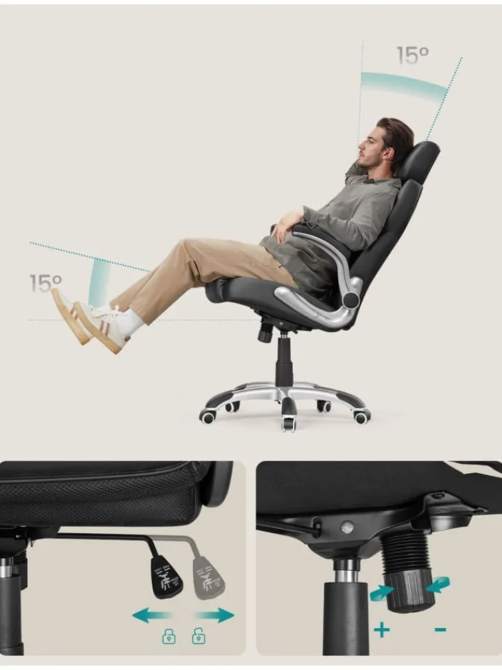Songmics Sitzmöbel<Bürostuhl in Schwarz - (B)70 x (H)137 cm