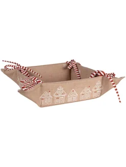 Clayre & Eef Aufbewahren & Servieren<Brotkorb in Hellbraun - (B)35 x (H)35 x (T)8 cm