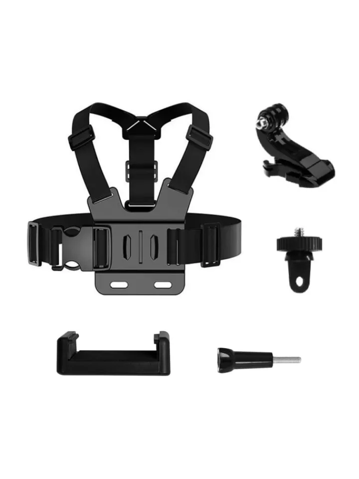COFI 1453 Foto & Video<Brustgurt Zubehörset 5in1 Kompatibel mit GoPro, DJI, Insta360, in Schwarz