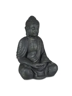 relaxdays Gartendekoration<Buddha Figur in Anthrazit - (H)70 cm