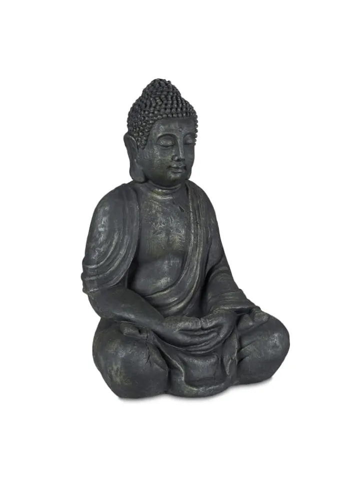 relaxdays Gartendekoration<Buddha Figur in Anthrazit - (H)70 cm