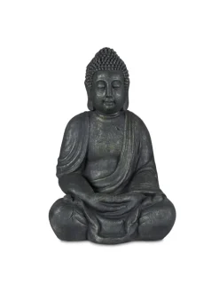 relaxdays Gartendekoration<Buddha Figur in Anthrazit - (H)70 cm