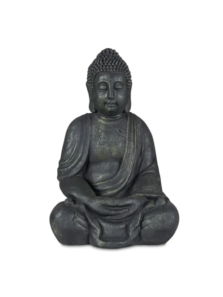 relaxdays Gartendekoration<Buddha Figur in Anthrazit - (H)70 cm