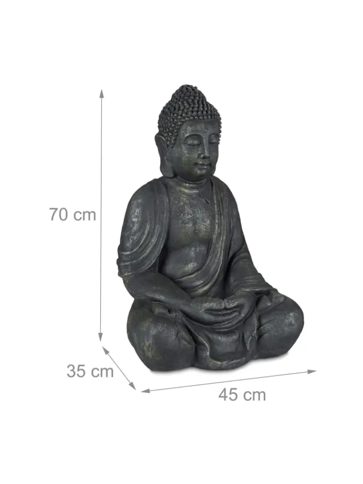 relaxdays Gartendekoration<Buddha Figur in Anthrazit - (H)70 cm