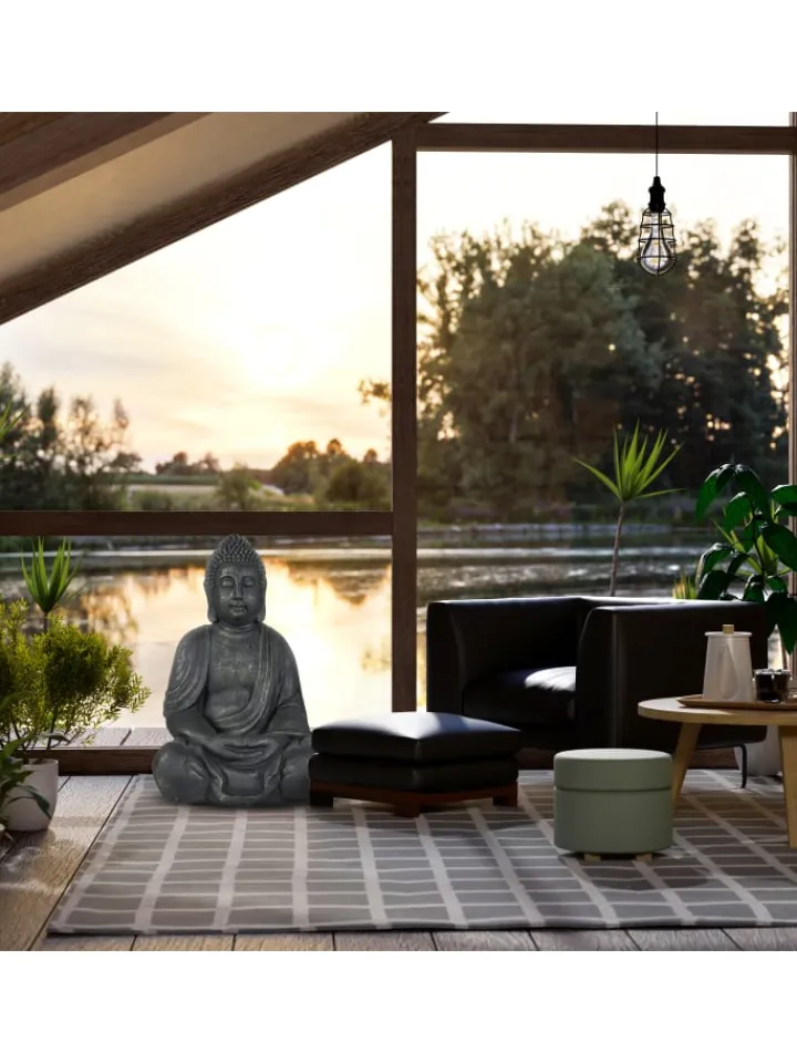 relaxdays Gartendekoration<Buddha Figur in Anthrazit - (H)70 cm