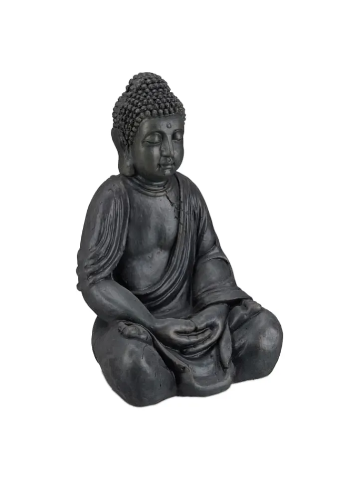 relaxdays Gartendekoration<Buddha Figur in Dunkelgrau - (H)50 cm