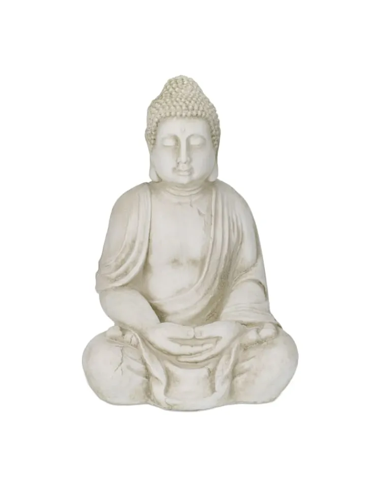 relaxdays Gartendekoration<Buddha-Figur in Creme - (H)70 cm