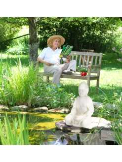 relaxdays Gartendekoration<Buddha-Figur in Creme - (H)70 cm
