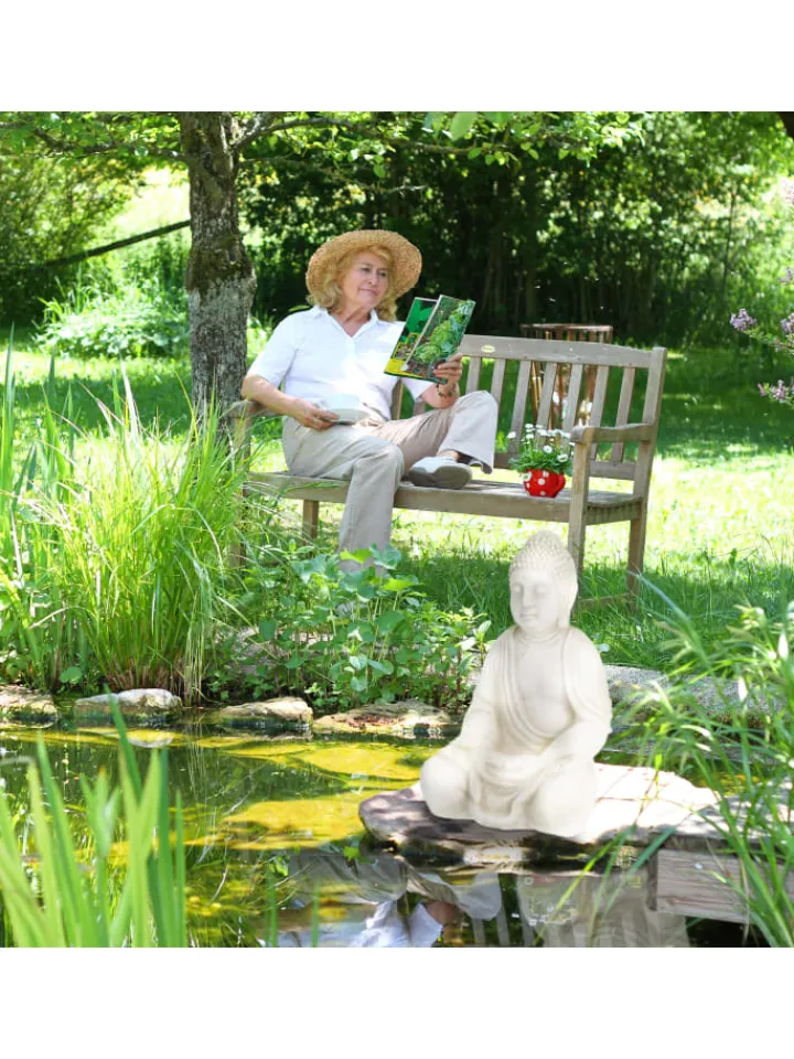 relaxdays Gartendekoration<Buddha-Figur in Creme - (H)70 cm
