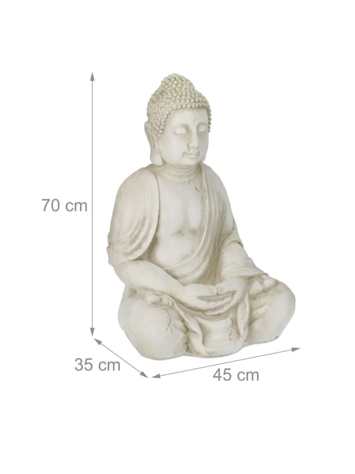 relaxdays Gartendekoration<Buddha-Figur in Creme - (H)70 cm