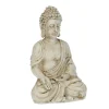 relaxdays Gartendekoration<Buddhafigur in Weiß - (B)10,5 x (H)17,5 x (T)7,5 cm