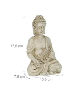 relaxdays Gartendekoration<Buddhafigur in Weiß - (B)10,5 x (H)17,5 x (T)7,5 cm