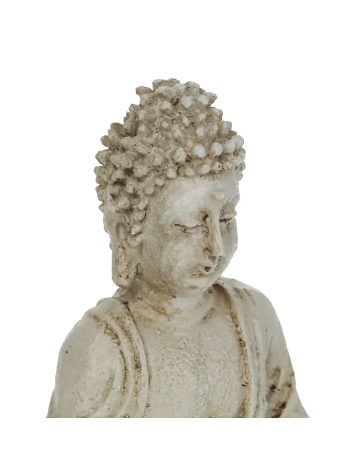 relaxdays Gartendekoration<Buddhafigur in Weiß - (B)10,5 x (H)17,5 x (T)7,5 cm