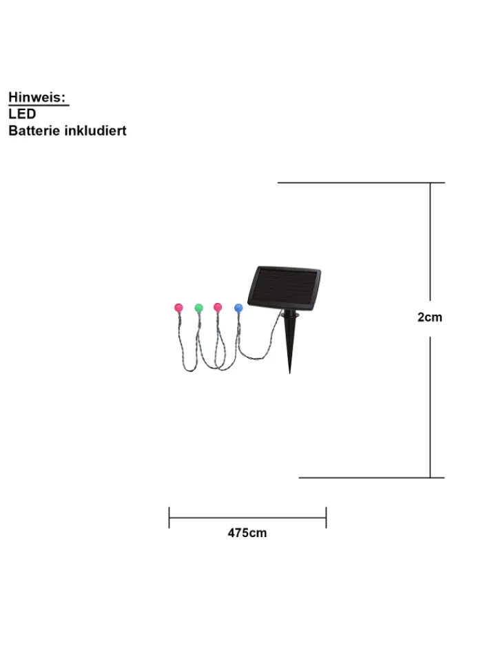 STAR Trading Lichterketten & Dekobeleuchtung<Bunte Solar-Lichterkette ,Globini', 20 kleine Leuchtkugeln, Dämmerungs