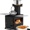COSTWAY Grillen<Campingofen mit Topfgestell tragbar in Schwarz
