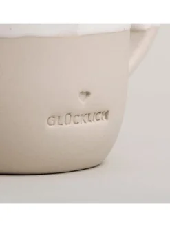 Eulenschnitt Gedeckter Tisch<Cappuccinotasse"Glücklich" in Creme - 190 ml