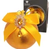 Krebs Glas Lauscha Weihnachtsschmuck<Christbaumkugel in Gold - Ø 8 cm