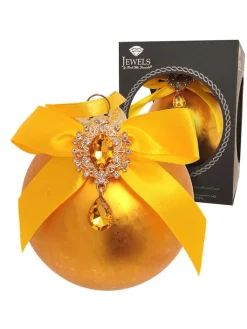 Krebs Glas Lauscha Weihnachtsschmuck<Christbaumkugel in Gold - Ø 8 cm