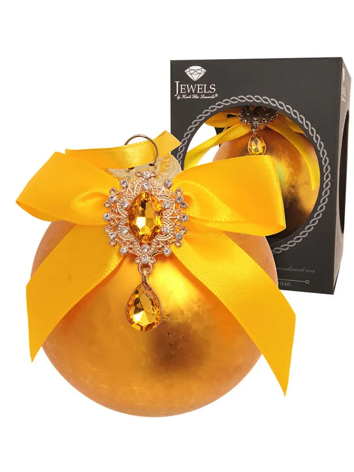 Krebs Glas Lauscha Weihnachtsschmuck<Christbaumkugel in Gold - Ø 8 cm