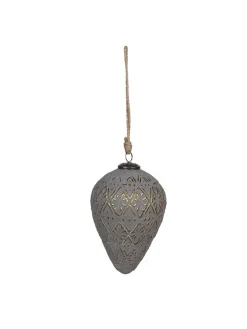 Clayre & Eef Weihnachtsschmuck<Christbaumkugel in Grau/ Gold - (H)15 x Ø 10 cm