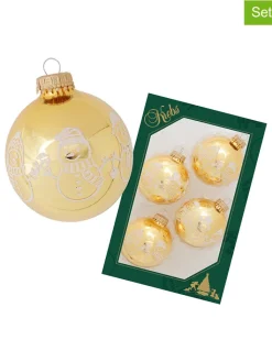 Krebs Glas Lauscha Weihnachtsschmuck<Christbaumkugeln in Gold - 4 Stück - Ø 7 cm