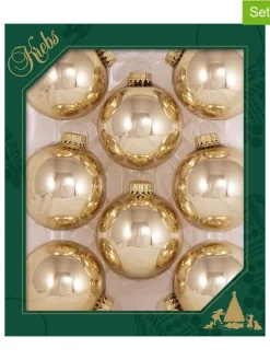 Krebs Glas Lauscha Weihnachtsschmuck<Christbaumkugeln in Gold - 8 Stück - Ø 7 cm