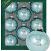 Krebs Glas Lauscha Weihnachtsschmuck<Christbaumkugeln in Hellblau - 8 Stück - Ø 7 cm