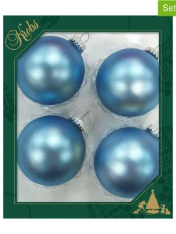 Krebs Glas Lauscha Weihnachtsschmuck<Christbaumkugeln in Hellblau - 4 Stück