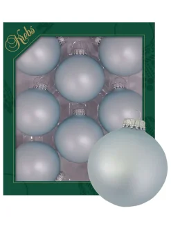 Krebs Glas Lauscha Weihnachtsschmuck<Christbaumkugeln in Hellblau - 8 Stück