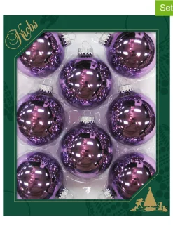 Krebs Glas Lauscha Weihnachtsschmuck<Christbaumkugeln in Lila - 8 Stück