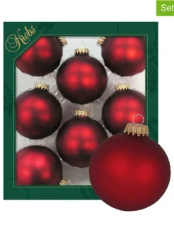 Krebs Glas Lauscha Weihnachtsschmuck<Christbaumkugeln in Rot - 8 Stück