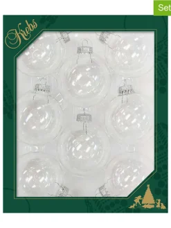 Krebs Glas Lauscha Weihnachtsschmuck<Christbaumkugeln in Transparent - 8 Stück - Ø 7 cm