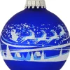 Krebs Glas Lauscha Weihnachtsschmuck<Christbaumkugeln "Winterdorf und Santa" in Blau - 4 Stück