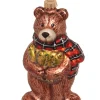 Krebs Glas Lauscha Weihnachtsschmuck<Christbaumornament "Bär mit Fisch" in Braun - (H)12 cm