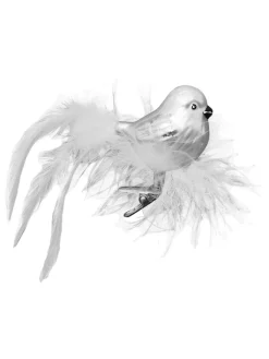 Krebs Glas Lauscha Weihnachtsschmuck<Christbaumornament "Glasvogel" in Weiß - (L)15 cm