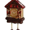 Krebs Glas Lauscha Weihnachtsschmuck<Christbaumornament "Kuckucksuhr" in Braun/ Rot - (L)9 cm