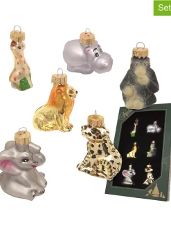 Krebs Glas Lauscha Weihnachtsschmuck<Christbaumornamente "Mini Zoo" in Bunt - 6 Stück