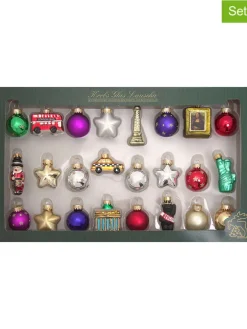 Krebs Glas Lauscha Weihnachtsschmuck<Christbaumornamente "Mini-Figurensortiment" in Bunt - 24 Stück