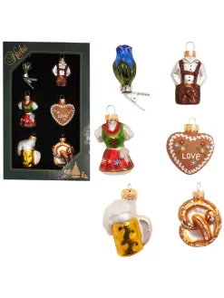 Krebs Glas Lauscha Weihnachtsschmuck<Christbaumornamente "Oktoberfest" in Bunt - 6 Stück - (H)5 cm