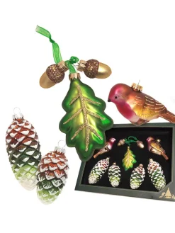 Krebs Glas Lauscha Weihnachtsschmuck<Christbaumornamente "Wald" in Bunt - 7 Stück