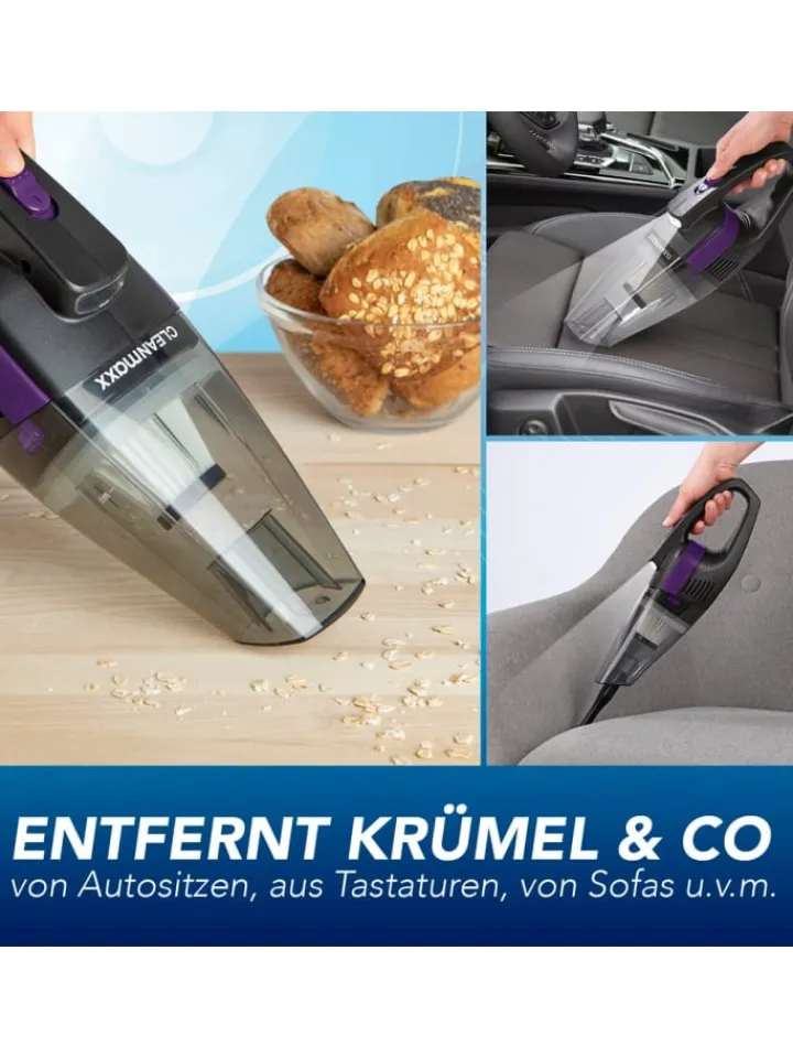 CLEANmaxx Staubsauger<Akku-Handstaubsauger - kabel- & beutellos - mit EPA-Filter & LED-Licht