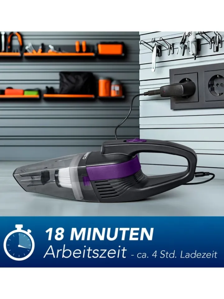 CLEANmaxx Staubsauger<Akku-Handstaubsauger - kabel- & beutellos - mit EPA-Filter & LED-Licht