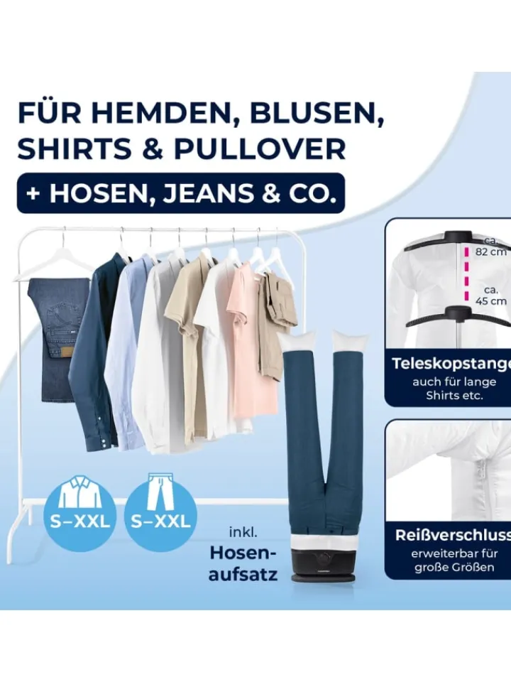 CLEANmaxx Bügeleisen<Bügler für Hemden, Blusen & Hosen - Schwarz