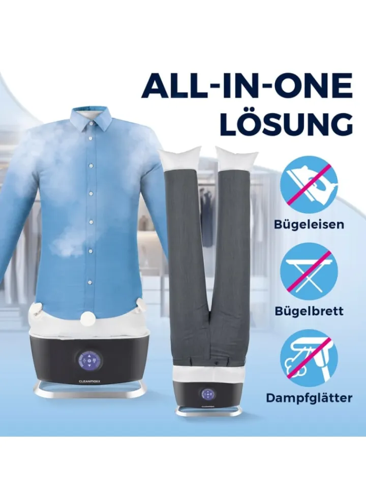 CLEANmaxx Bügeleisen<Bügler mit Dampffunktion für Hemden & Blusen + Bügler-Aufsatz für