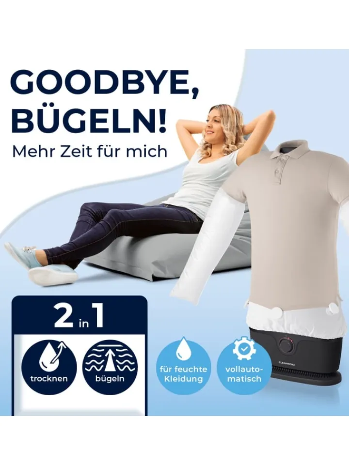 CLEANmaxx Bügeleisen<Bügler mit Timerfunktion für Hemden & Blusen - silber/schwarz