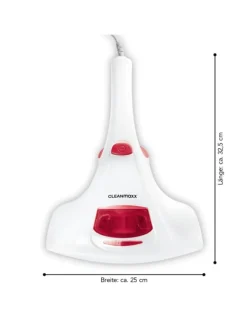 CLEANmaxx Staubsauger<Milben-Handstaubsauger mit UV-C-Licht inkl. 2 Ersatzfilter - weiß/rot