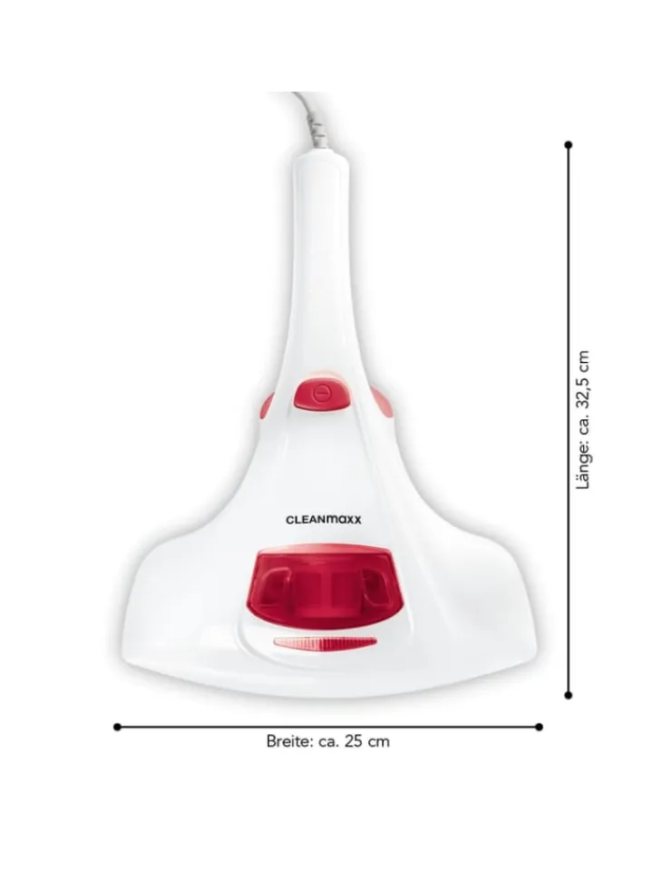 CLEANmaxx Staubsauger<Milben-Handstaubsauger mit UV-C-Licht inkl. 2 Ersatzfilter - weiß/rot