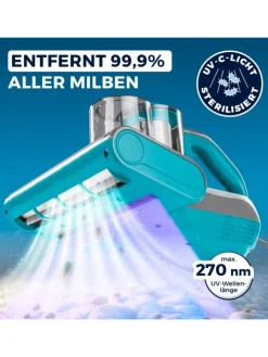 CLEANmaxx Staubsauger<Milben-Handstaubsauger mit UV-C-Licht 450W grau/blau