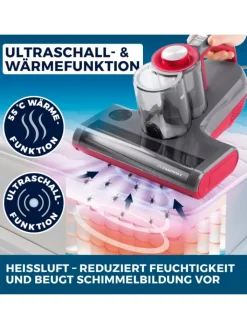 CLEANmaxx Staubsauger<Milben-Handstaubsauger mit UV-C-Licht 450W grau/rot
