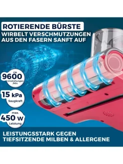 CLEANmaxx Staubsauger<Milben-Handstaubsauger mit UV-C-Licht 450W grau/rot